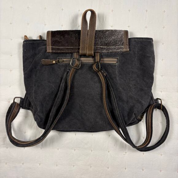 Myra Straight Forward Backpack Bag Cowhide Leather Brown Gray Western Boho main image 12